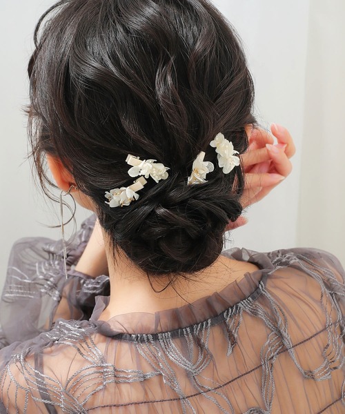 Kana（カナ）の「紫陽花 ドライフラワー ミニヘアクリップ 4本セット 結婚式 お呼ばれ オケージョン（その他ヘアアクセサリー・レディース・シルバー/ゴールド・フリー）」の17枚目の写真