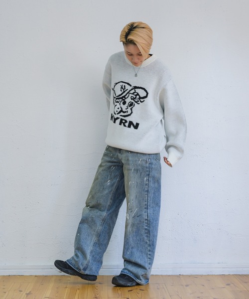 kaoyorinakami（カオヨリナカミ）の「face jacquard knit/ フェイスジャガードニット（ニット/セーター・メンズ・ブラック/アイボリー/グリーン・X-LARGE/LARGE/MEDIUM/SMALL）」の13枚目の写真