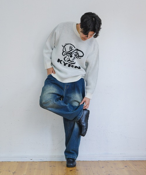 kaoyorinakami（カオヨリナカミ）の「face jacquard knit/ フェイスジャガードニット（ニット/セーター・メンズ・ブラック/アイボリー/グリーン・X-LARGE/LARGE/MEDIUM/SMALL）」の12枚目の写真