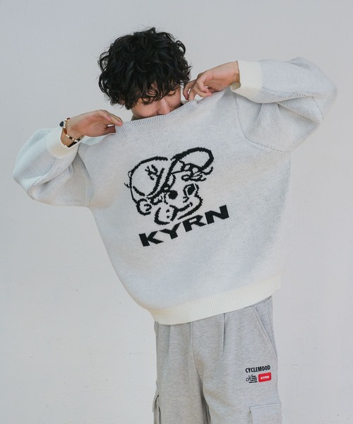 kaoyorinakami（カオヨリナカミ）の「face jacquard knit/ フェイスジャガードニット（ニット/セーター・メンズ・ブラック/アイボリー/グリーン・X-LARGE/LARGE/MEDIUM/SMALL）」の4枚目の写真