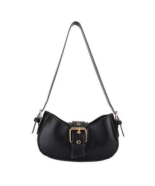 folka（フォルカ）の「3-11E99 センターベルト PUレザー バックル 大きめ金具 ハンドバッグ（ハンドバッグ・レディース・ブラック・ONESIZE）」の6枚目の写真