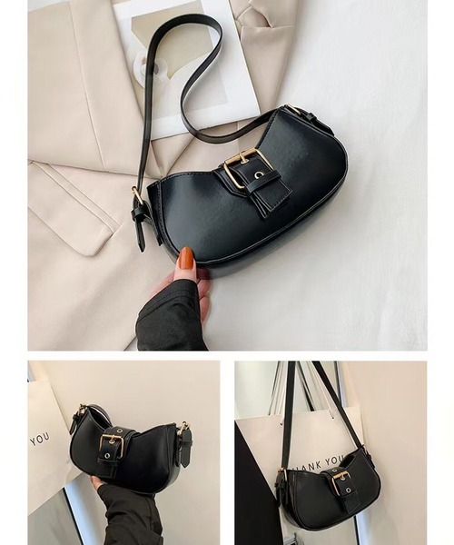 folka（フォルカ）の「3-11E99 センターベルト PUレザー バックル 大きめ金具 ハンドバッグ（ハンドバッグ・レディース・ブラック・ONESIZE）」の5枚目の写真