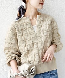 【WEB限定】〈洗濯機可能〉2WAY フラワー ジャカード ハーフ ジップ プルオーバー