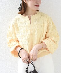 【WEB限定】〈洗濯機可能〉2WAY フラワー ジャカード ハーフ ジップ プルオーバー