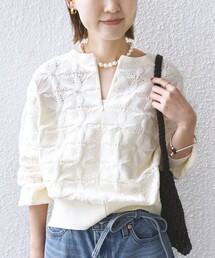 SHIPS | 【WEB限定】〈洗濯機可能〉2WAY フラワー ジャカード ハーフ ジップ プルオーバー(ニット/セーター)