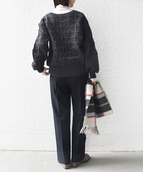 WEB限定】〈洗濯機可能〉2WAY フラワー ジャカード ハーフ ジップ プル