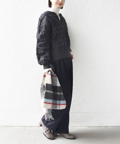 WEB限定】〈洗濯機可能〉2WAY フラワー ジャカード ハーフ ジップ プル