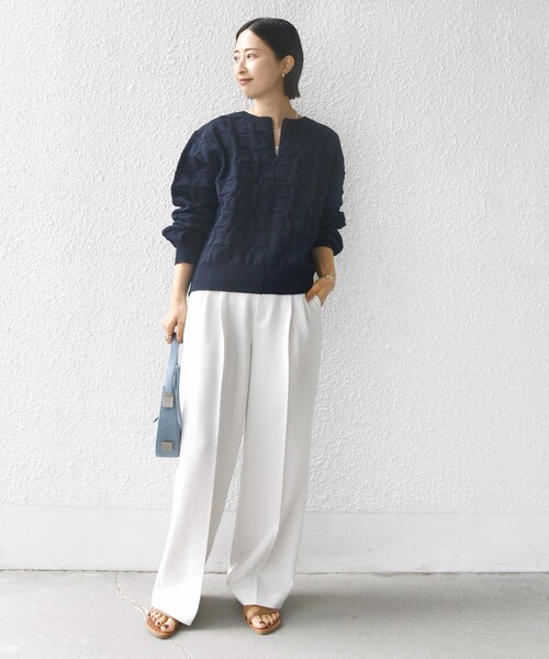 WEB限定】〈洗濯機可能〉2WAY フラワー ジャカード ハーフ ジップ プル