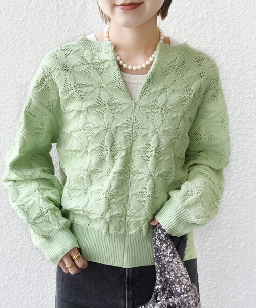 WEB限定】〈洗濯機可能〉2WAY フラワー ジャカード ハーフ ジップ プル