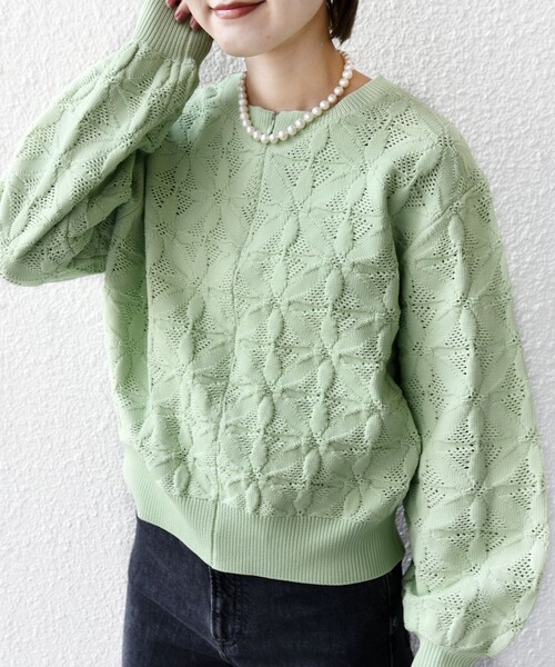 WEB限定】〈洗濯機可能〉2WAY フラワー ジャカード ハーフ ジップ プル