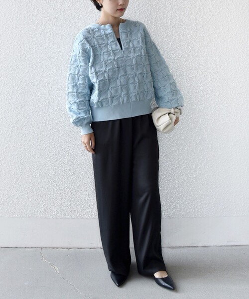 WEB限定】〈洗濯機可能〉2WAY フラワー ジャカード ハーフ ジップ プル