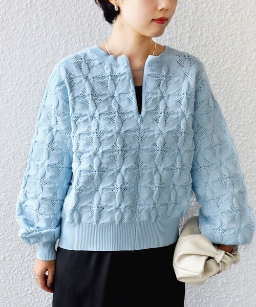 WEB限定】〈洗濯機可能〉2WAY フラワー ジャカード ハーフ ジップ プル