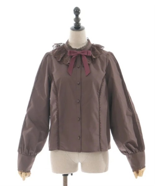 axes femme kawaii（アクシーズファムカワイイ）の「チュールレース衿ブラウス（シャツ/ブラウス・レディース・ホワイト/ブラウン/キナリ・MEDIUM）」の10枚目の写真