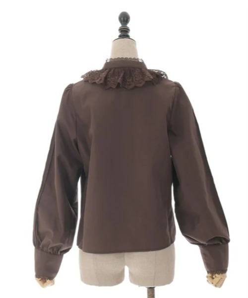 axes femme kawaii（アクシーズファムカワイイ）の「チュールレース衿ブラウス（シャツ/ブラウス・レディース・ホワイト/ブラウン/キナリ・MEDIUM）」の8枚目の写真