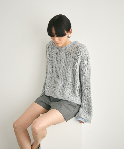 Sheer cable knit / シアーケーブルニット（ニット/セーター）｜Lutim by u（ルチバイユー）