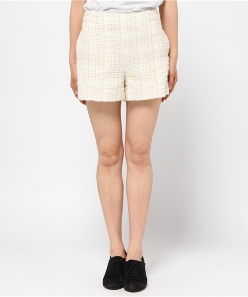 LIMITLESS LUXURY（リミットレスラグジュアリー）の「【and GIRL11月号掲載 】TWEED ウシロZIPショートパンツ◆（その他パンツ・レディース・ホワイト/ネイビー・36/38）」の9枚目の写真