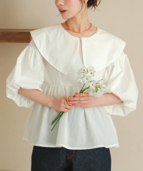hinari（ヒナリ）の「ビッグカラーペプラムブラウス（シャツ/ブラウス・レディース・アイボリー/クリーム・FREE）」の13枚目の写真