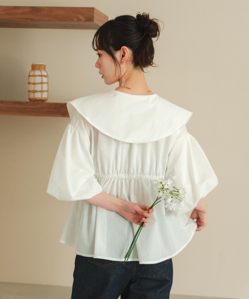 hinari（ヒナリ）の「ビッグカラーペプラムブラウス（シャツ/ブラウス・レディース・アイボリー/クリーム・FREE）」の9枚目の写真