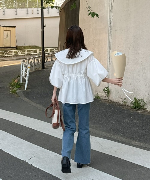 hinari（ヒナリ）の「ビッグカラーペプラムブラウス（シャツ/ブラウス・レディース・アイボリー/クリーム・FREE）」の5枚目の写真