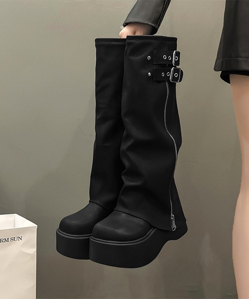 Miniministore(ミニミニストア)の「カバーロングブーツ厚底 ルーズシルエット(ブーツ・レディース・ブラック/ブラウン・22.5cm/23.0cm/23.5cm/24.0cm/24.5cm)」の4枚目の写真