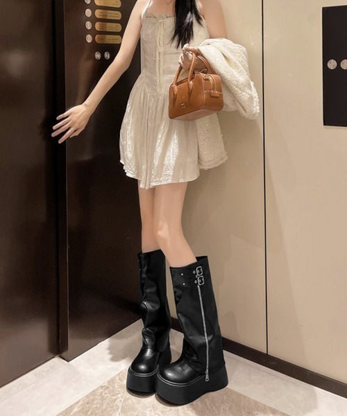 Miniministore(ミニミニストア)の「カバーロングブーツ厚底 ルーズシルエット(ブーツ・レディース・ブラック/ブラウン・22.5cm/23.0cm/23.5cm/24.0cm/24.5cm)」の9枚目の写真