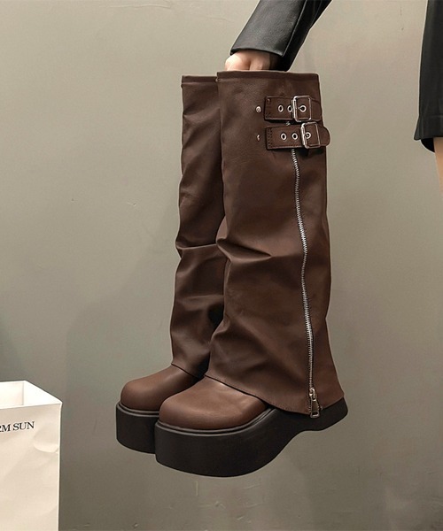 Miniministore(ミニミニストア)の「カバーロングブーツ厚底 ルーズシルエット(ブーツ・レディース・ブラック/ブラウン・22.5cm/23.0cm/23.5cm/24.0cm/24.5cm)」の14枚目の写真