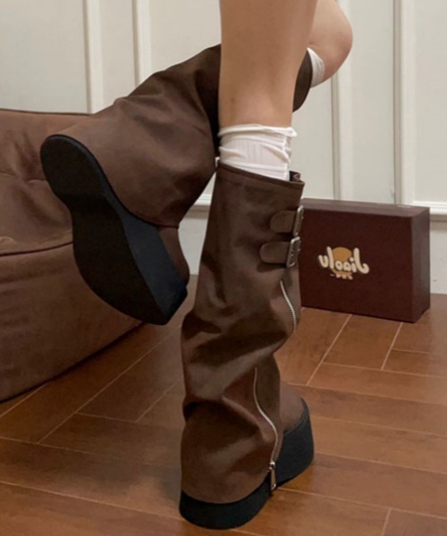 Miniministore(ミニミニストア)の「カバーロングブーツ厚底 ルーズシルエット(ブーツ・レディース・ブラック/ブラウン・22.5cm/23.0cm/23.5cm/24.0cm/24.5cm)」の16枚目の写真