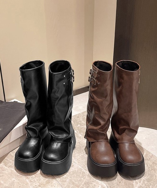 Miniministore(ミニミニストア)の「カバーロングブーツ厚底 ルーズシルエット(ブーツ・レディース・ブラック/ブラウン・22.5cm/23.0cm/23.5cm/24.0cm/24.5cm)」の17枚目の写真