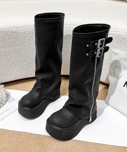 Miniministore(ミニミニストア)の「カバーロングブーツ厚底 ルーズシルエット(ブーツ・レディース・ブラック/ブラウン・22.5cm/23.0cm/23.5cm/24.0cm/24.5cm)」の19枚目の写真