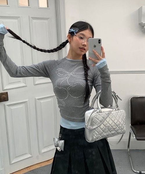 セール】25ss チェリーストーンレイヤード風ロンT（Tシャツ/カットソー