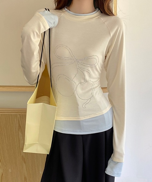 AsRiRe（アスリレイ）の「25ss チェリーストーンレイヤード風ロンT（Tシャツ/カットソー・レディース・グレー/アイボリー・M）」の16枚目の写真