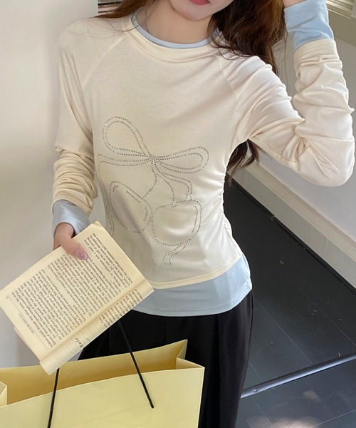 AsRiRe（アスリレイ）の「25ss チェリーストーンレイヤード風ロンT（Tシャツ/カットソー・レディース・グレー/アイボリー・M）」の19枚目の写真