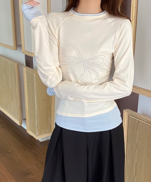 AsRiRe（アスリレイ）の「25ss チェリーストーンレイヤード風ロンT（Tシャツ/カットソー・レディース・グレー/アイボリー・M）」の15枚目の写真