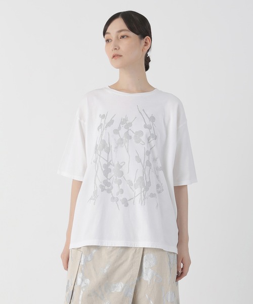 Plantation（プランテーション）の「ステムフラワーT / Tシャツ / S（Tシャツ/カットソー・レディース・ネイビー/ホワイト/ライトグレー・M size/L size）」の2枚目の写真