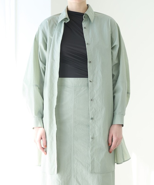 セール】ナイロンレザーシャツドレス / Nylon Lether Shirts