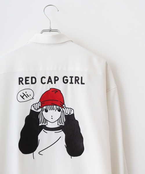 Red Cap Girl(レッドキャプガール)の「RED CAP GIRL ポリエステルルーズサイズバック刺繍シャツ(シャツ/ブラウス・メンズ・グレイッシュベージュ/ブラック/その他/ブルー/ミント/ホワイト・M/L/LL)」の2枚目の写真