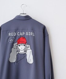 RED CAP GIRL ポリエステルルーズサイズバック刺繍シャツ