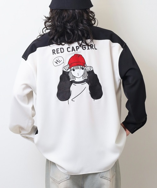 Red Cap Girl(レッドキャプガール)の「RED CAP GIRL ポリエステルルーズサイズバック刺繍シャツ(シャツ/ブラウス・メンズ・グレイッシュベージュ/ブラック/その他/ブルー/ミント/ホワイト・M/L/LL)」の6枚目の写真