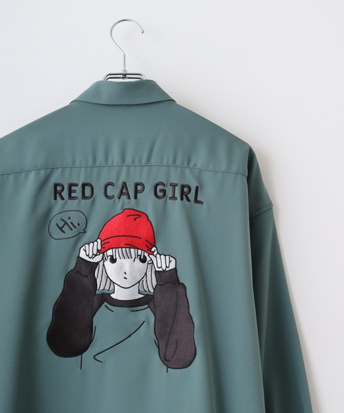 Red Cap Girl(レッドキャプガール)の「RED CAP GIRL ポリエステルルーズサイズバック刺繍シャツ(シャツ/ブラウス・メンズ・グレイッシュベージュ/ブラック/その他/ブルー/ミント/ホワイト・M/L/LL)」の5枚目の写真
