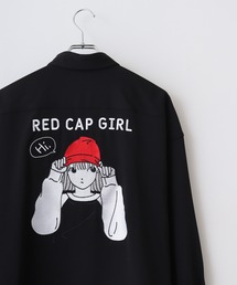 RED CAP GIRL ポリエステルルーズサイズバック刺繍シャツ