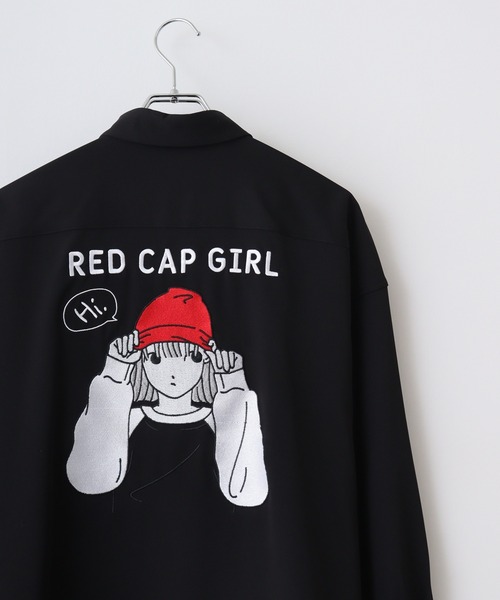 Red Cap Girl(レッドキャプガール)の「RED CAP GIRL ポリエステルルーズサイズバック刺繍シャツ(シャツ/ブラウス・メンズ・グレイッシュベージュ/ブラック/その他/ブルー/ミント/ホワイト・M/L/LL)」の3枚目の写真