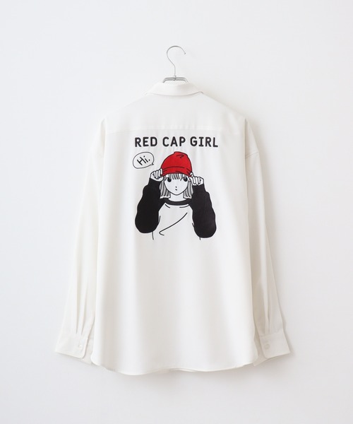 Red Cap Girl(レッドキャプガール)の「RED CAP GIRL ポリエステルルーズサイズバック刺繍シャツ(シャツ/ブラウス・メンズ・グレイッシュベージュ/ブラック/その他/ブルー/ミント/ホワイト・M/L/LL)」の8枚目の写真