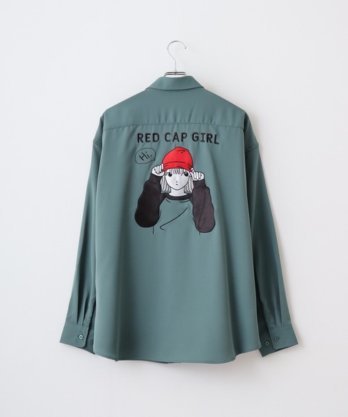 Red Cap Girl(レッドキャプガール)の「RED CAP GIRL ポリエステルルーズサイズバック刺繍シャツ(シャツ/ブラウス・メンズ・グレイッシュベージュ/ブラック/その他/ブルー/ミント/ホワイト・M/L/LL)」の12枚目の写真