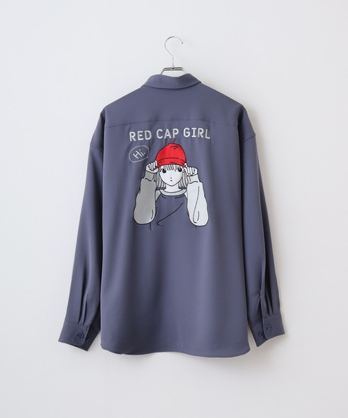 Red Cap Girl(レッドキャプガール)の「RED CAP GIRL ポリエステルルーズサイズバック刺繍シャツ(シャツ/ブラウス・メンズ・グレイッシュベージュ/ブラック/その他/ブルー/ミント/ホワイト・M/L/LL)」の14枚目の写真