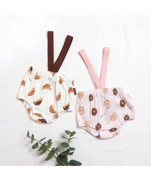 apres les cours（アプレレクール）の「おやつ柄サスペンダー付きブルマ（その他ベビーウェア・キッズ・アイボリー/ピンク・80）」の5枚目の写真