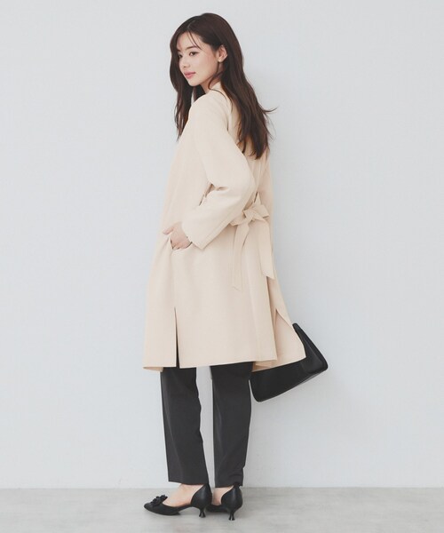 index（インデックス）の「ストレッチノーカラーコート【洗濯機洗い可/イージーアイロン】（ノーカラーコート・レディース・ライトグレー/ネイビー/ナチュラル・36/42/38/40）」の22枚目の写真