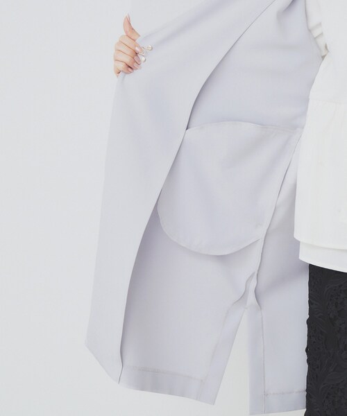 index（インデックス）の「ストレッチノーカラーコート【洗濯機洗い可/イージーアイロン】（ノーカラーコート・レディース・ライトグレー/ネイビー/ナチュラル・36/42/38/40）」の5枚目の写真