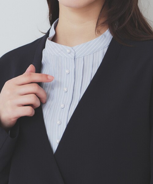 index（インデックス）の「ストレッチノーカラーコート【洗濯機洗い可/イージーアイロン】（ノーカラーコート・レディース・ライトグレー/ネイビー/ナチュラル・36/42/38/40）」の12枚目の写真