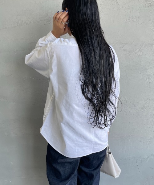 DANTON（ダントン）の「[DANTON/ダントン] ラウンドカラー オックスフォードプルオーバーシャツ(無地)（シャツ/ブラウス・レディース・ホワイト/ライトベージュ・34/36/38）」の10枚目の写真
