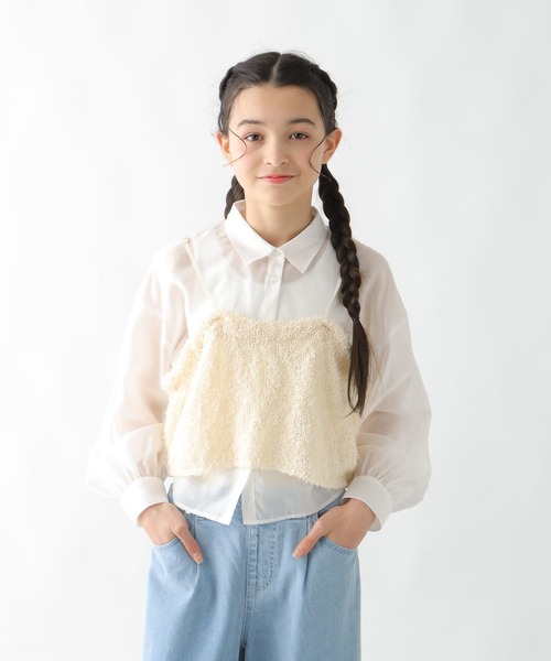 GLOBAL WORK（グローバルワーク）の「テープヤーンニットビスチェ/319691（キャミソール・キッズ・グレー/アイボリー・LARGE/MEDIUM）」の2枚目の写真